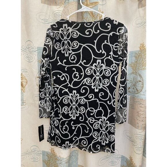 I.N.C Blush Garden Rhinestone Black White Business Macys Pullover Business Sm - Picture 7 of 12